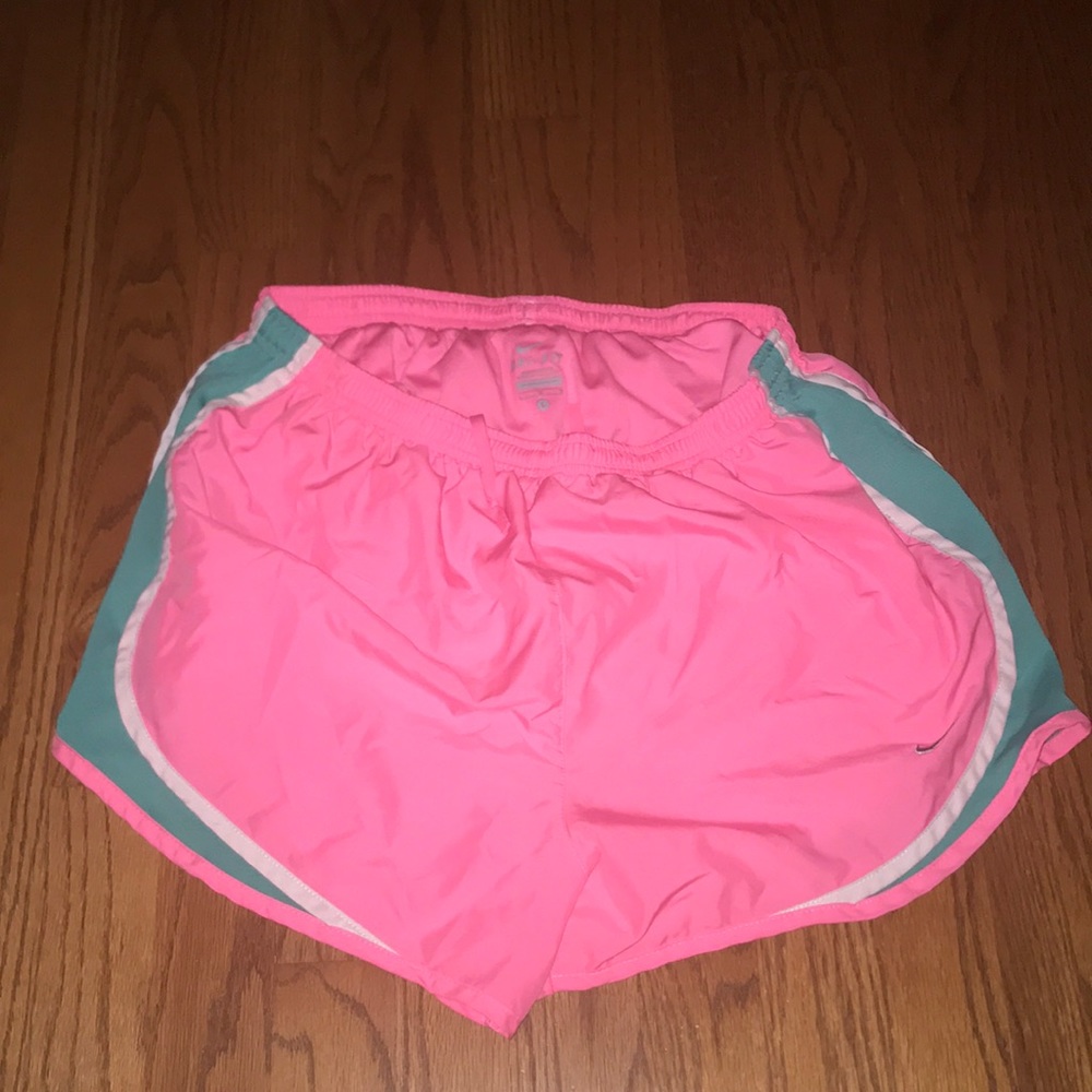 Neon pink with turquoise accent Nike shorts